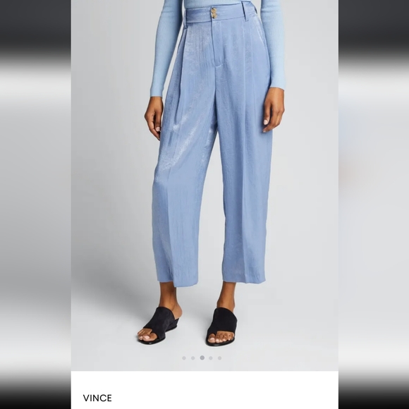 Vince Satin Tailored Trouser Culotte Periwinkle Blue NWT - Picture 2 of 4
